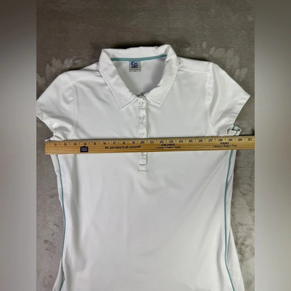 Alo Yoga Polo Shirt Womens Size XL Coolfit Top White Golf Tennis Collared Active
